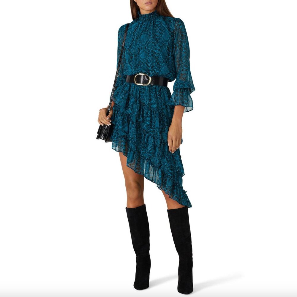 Misa Los Angeles Blue Asymmetrical Dress
